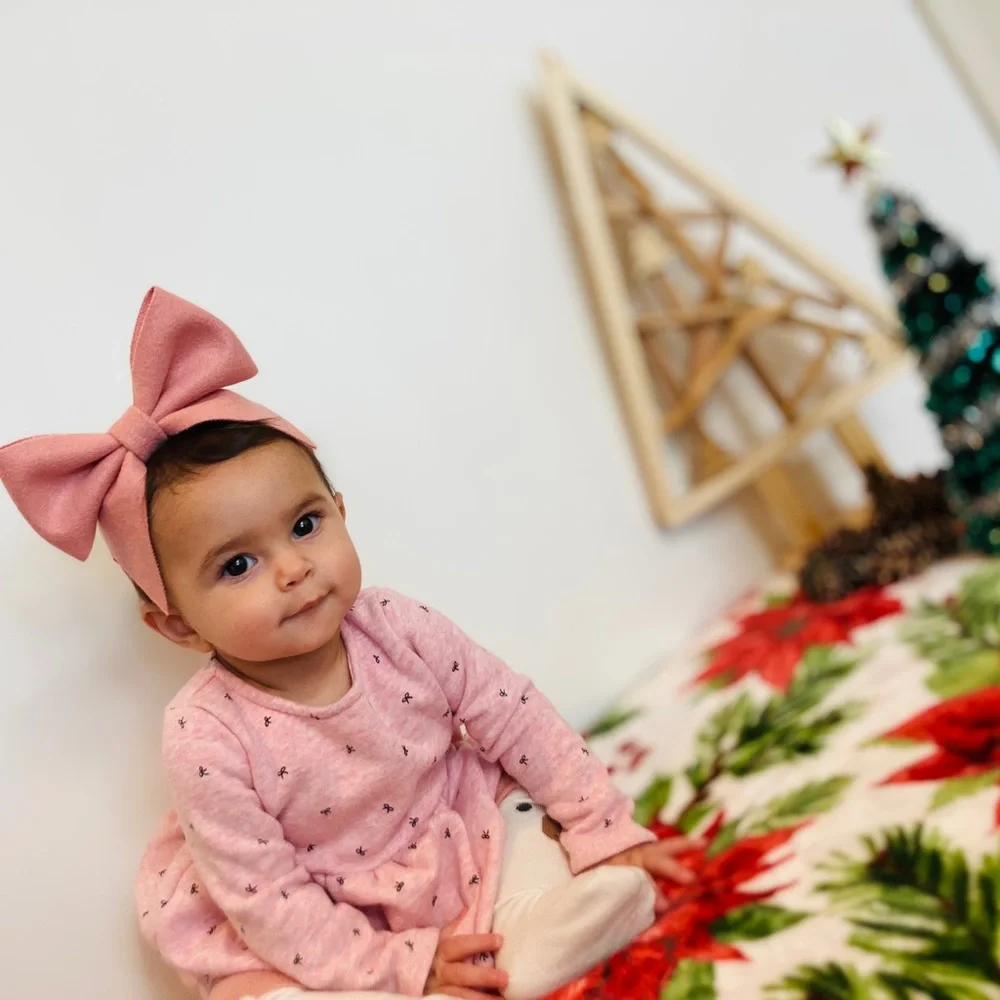 Handmade Soft Pink Bow Headband for Kids